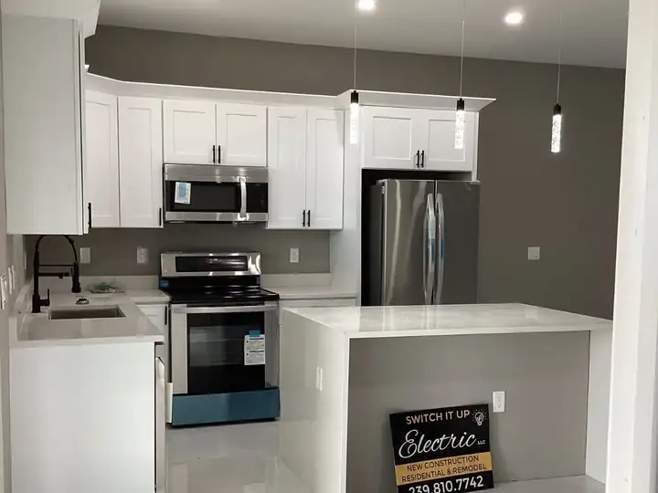 New construction kitchen by Switch It Up Electric in Southwest Florida